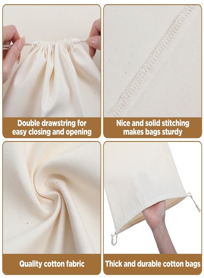 AojSup 15 Pack Premium Cotton Drawstring Bags, Muslin Bags with Drawstring for Storage, 15.74 x 12.2 Inch 100% Cotton Storage Bag for Handbags Purses Shoes - Image 3